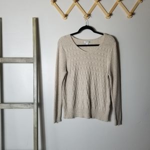 CROFT & BARROW CREAM V-NECK SWEATER SIZE XL